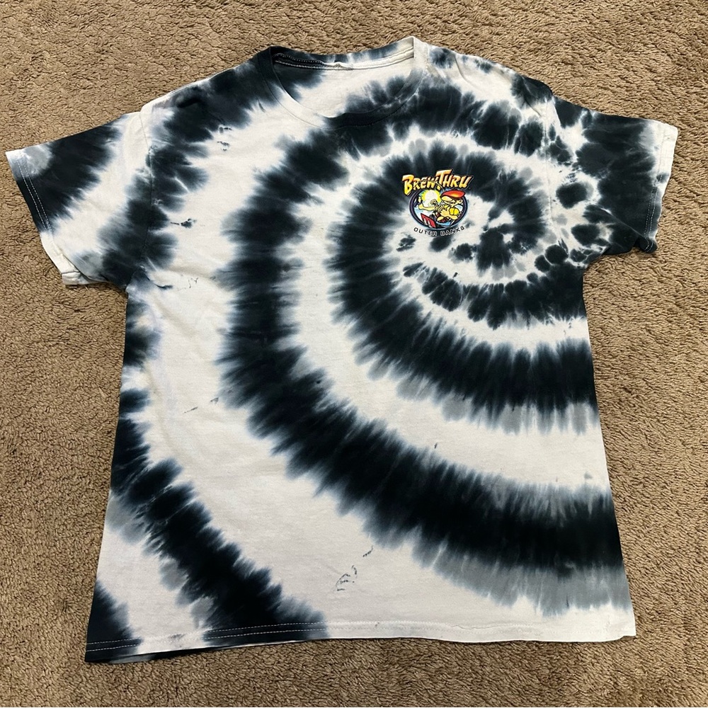 Blue and White Tie-Dye Short Sleeve Tee A-76